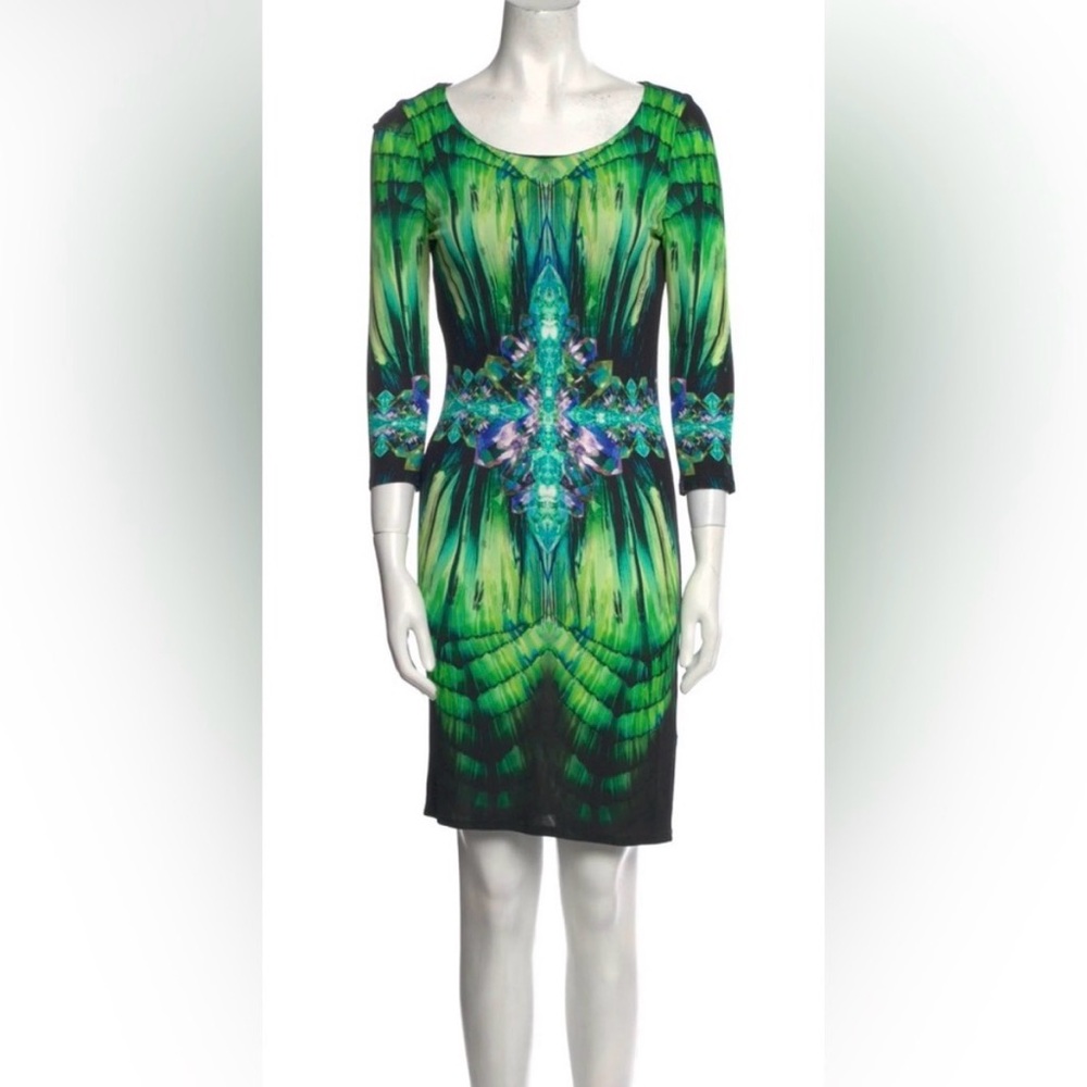 ROBERTO CAVALLI - RARE! Vintage Y2K Green & Blue Mini Dress